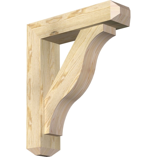 Ekena Millwork Funston Craftsman Rough Sawn Bracket w/ Offset Brace, Douglas Fir, 6"W x 24"D x 28"H BKT0604X24X28FST04RDF - main